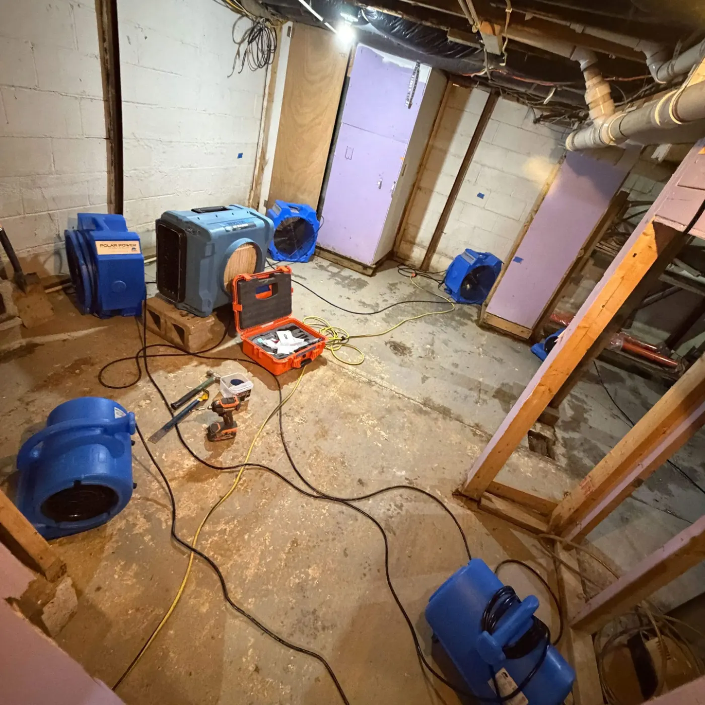 IICRC-certified dry-out in progress at Tanglewood home